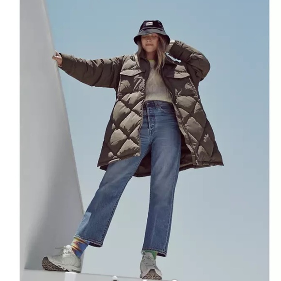 Levis diamond quilt women small down puffer coat - Picture 2 of 15